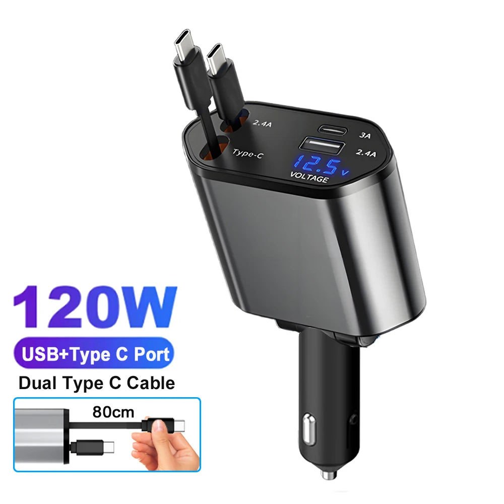 120W 4-in-1 Car Phone Charger