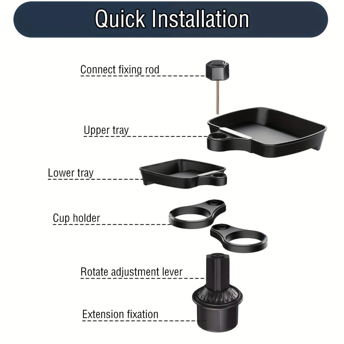 3-in-1 Car Cup Holder Tray