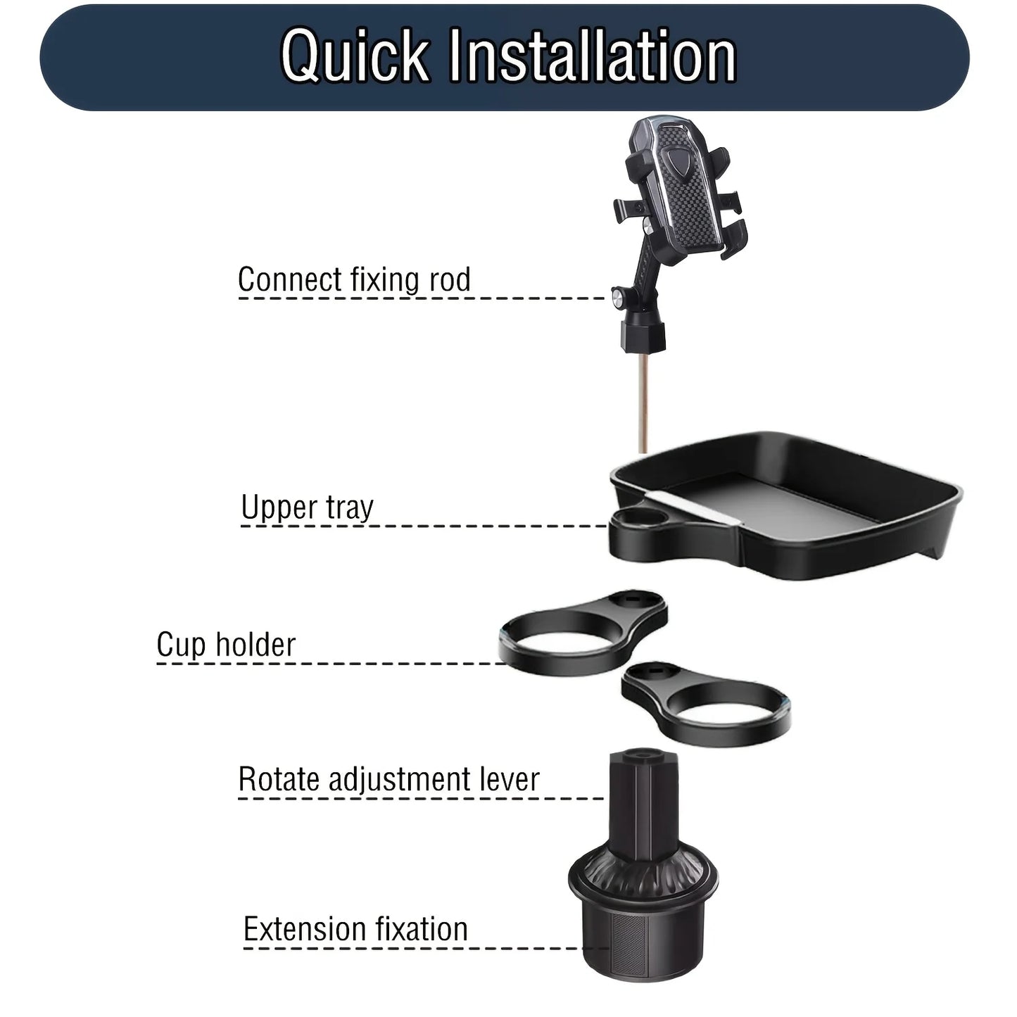 3-in-1 Car Cup Holder Tray