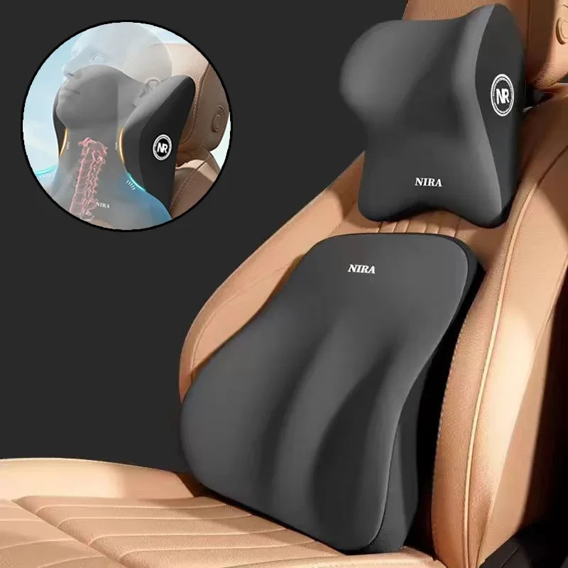Memory Foam Car Neck & Lumbar Cushion Set