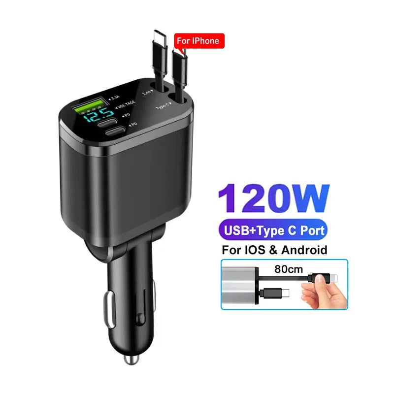 120W 4-in-1 Car Phone Charger