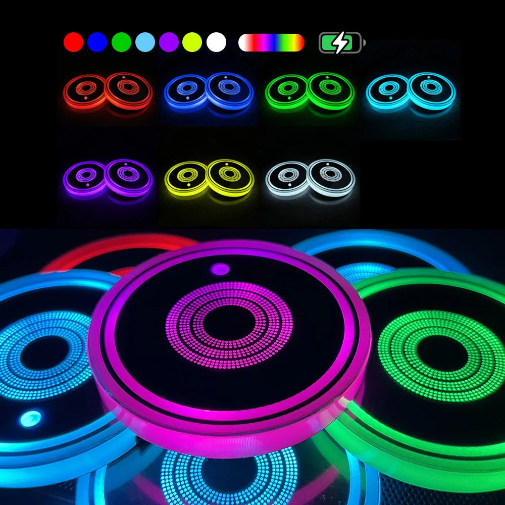 LED Car Cup Holder Lights 2 Pack