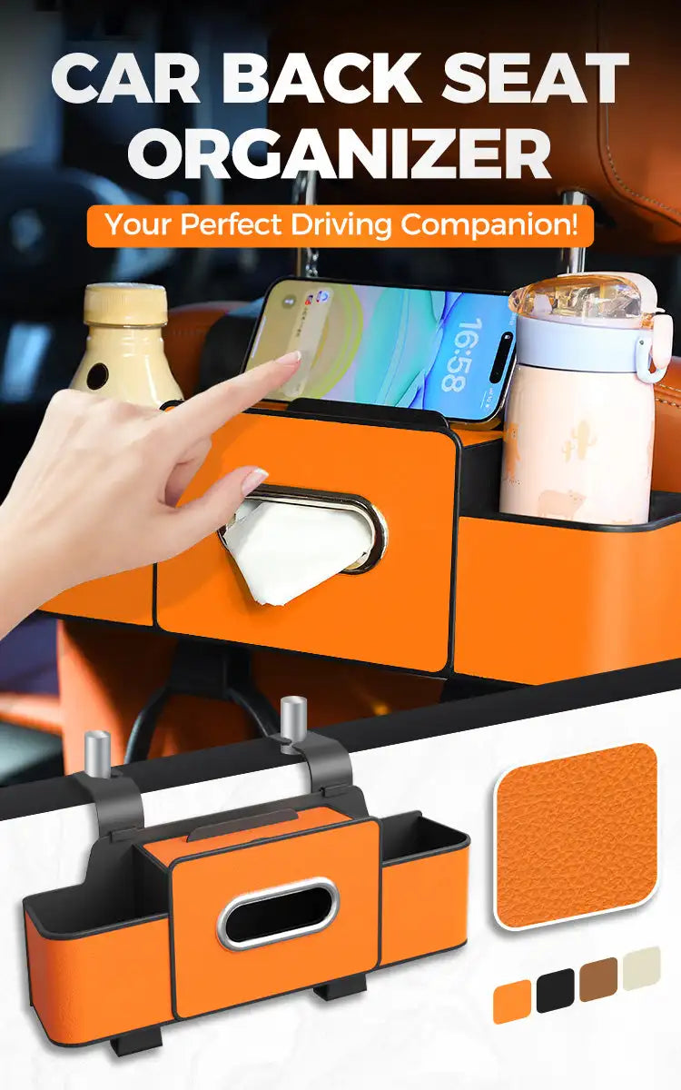 PU Leather Car Seat Back Organiser