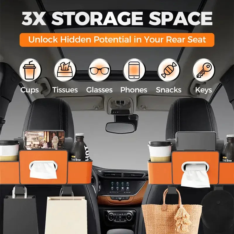 PU Leather Car Seat Back Organiser