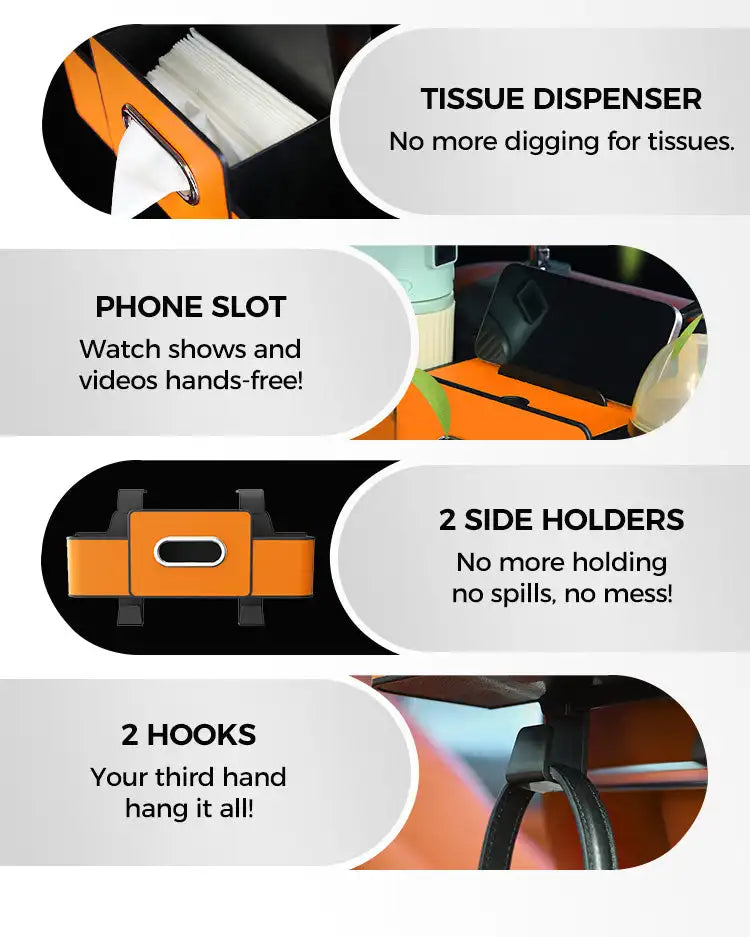 PU Leather Car Seat Back Organiser