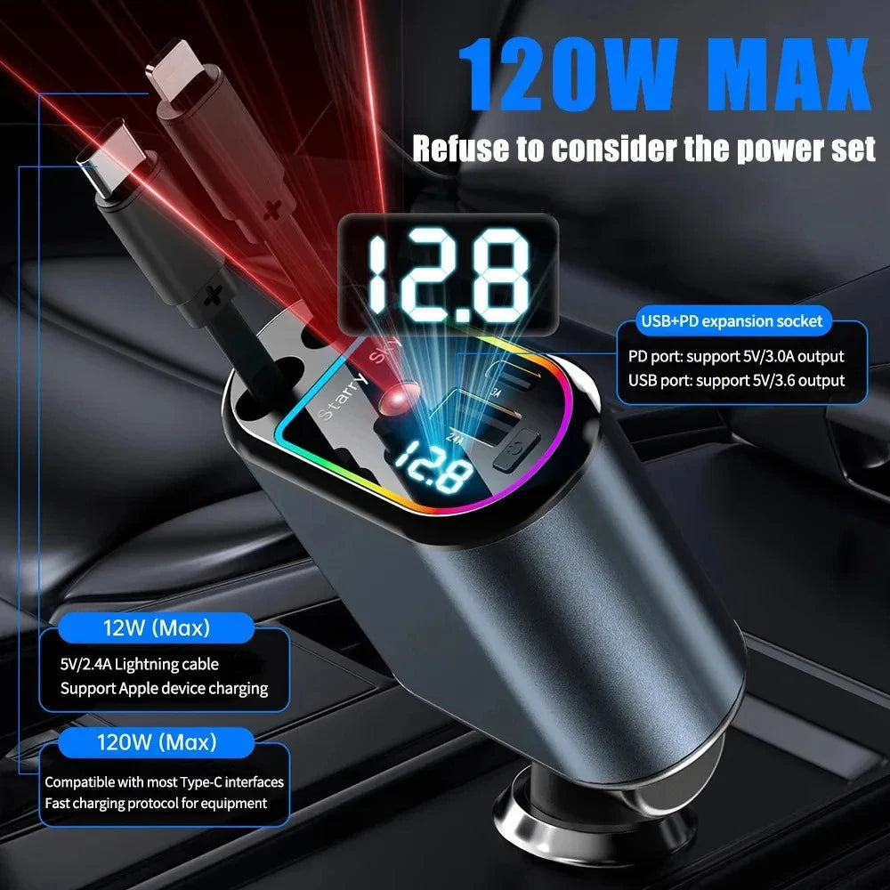 4-in-1 Retractable Car Charger