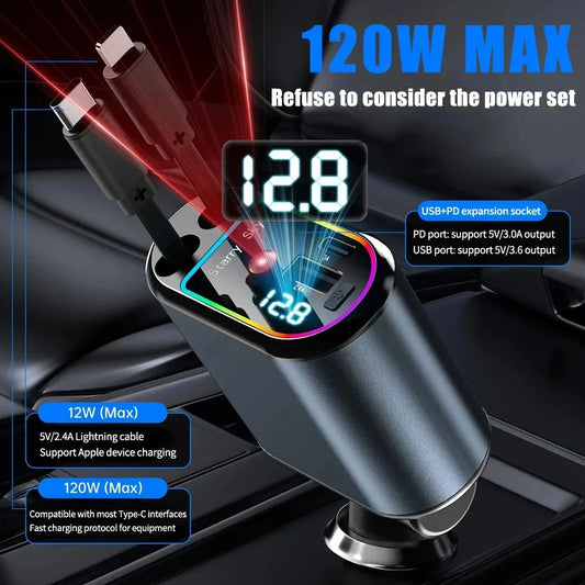 4-in-1 Retractable Car Charger