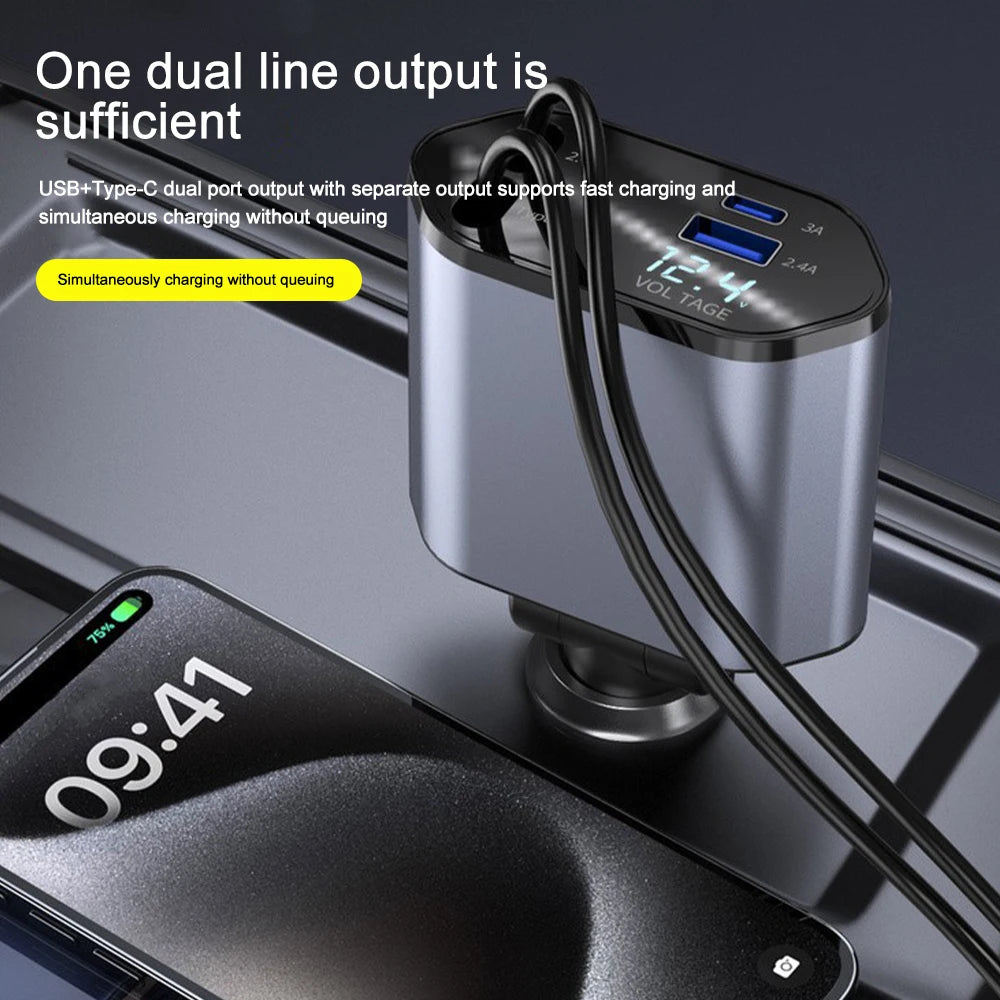 120W 4-in-1 Car Phone Charger