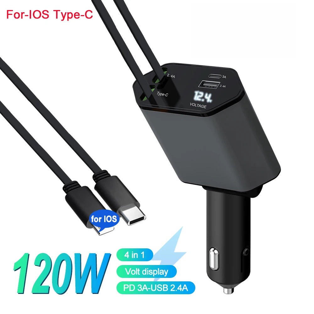 4-in-1 Retractable Car Charger
