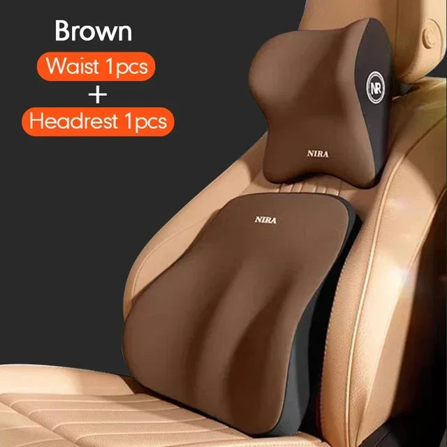 Memory Foam Car Neck & Lumbar Cushion Set