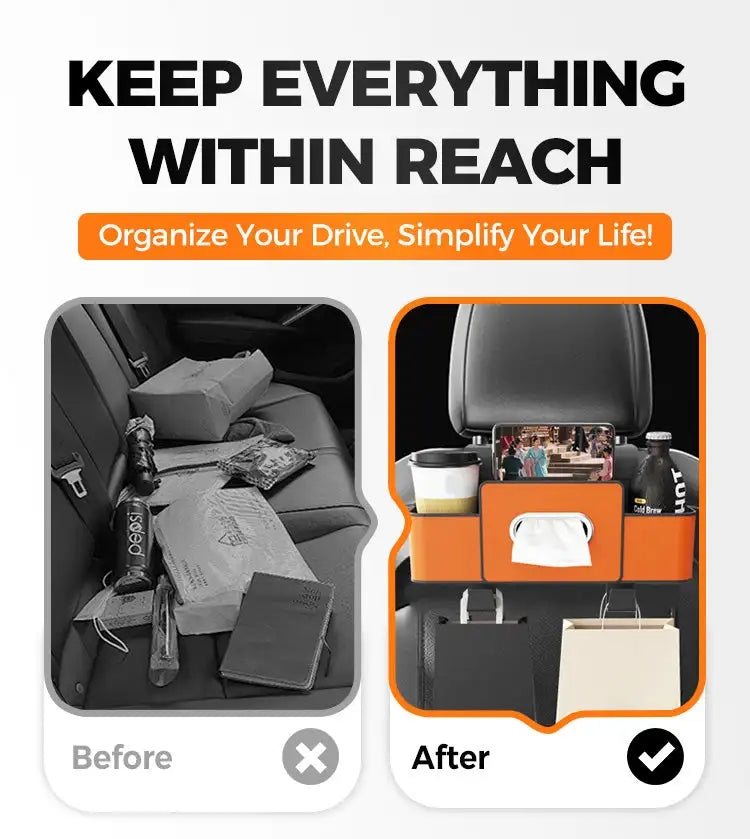 PU Leather Car Seat Back Organiser