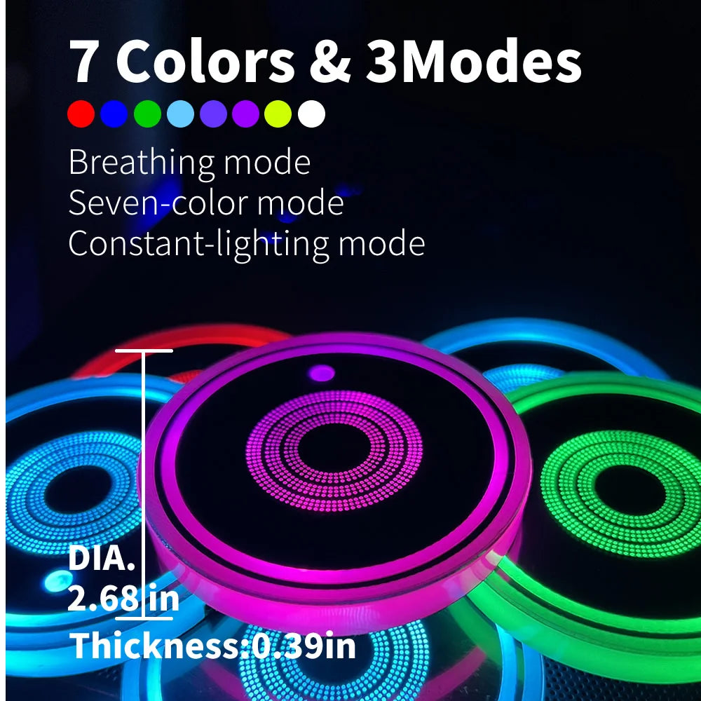 LED Car Cup Holder Lights 2 Pack