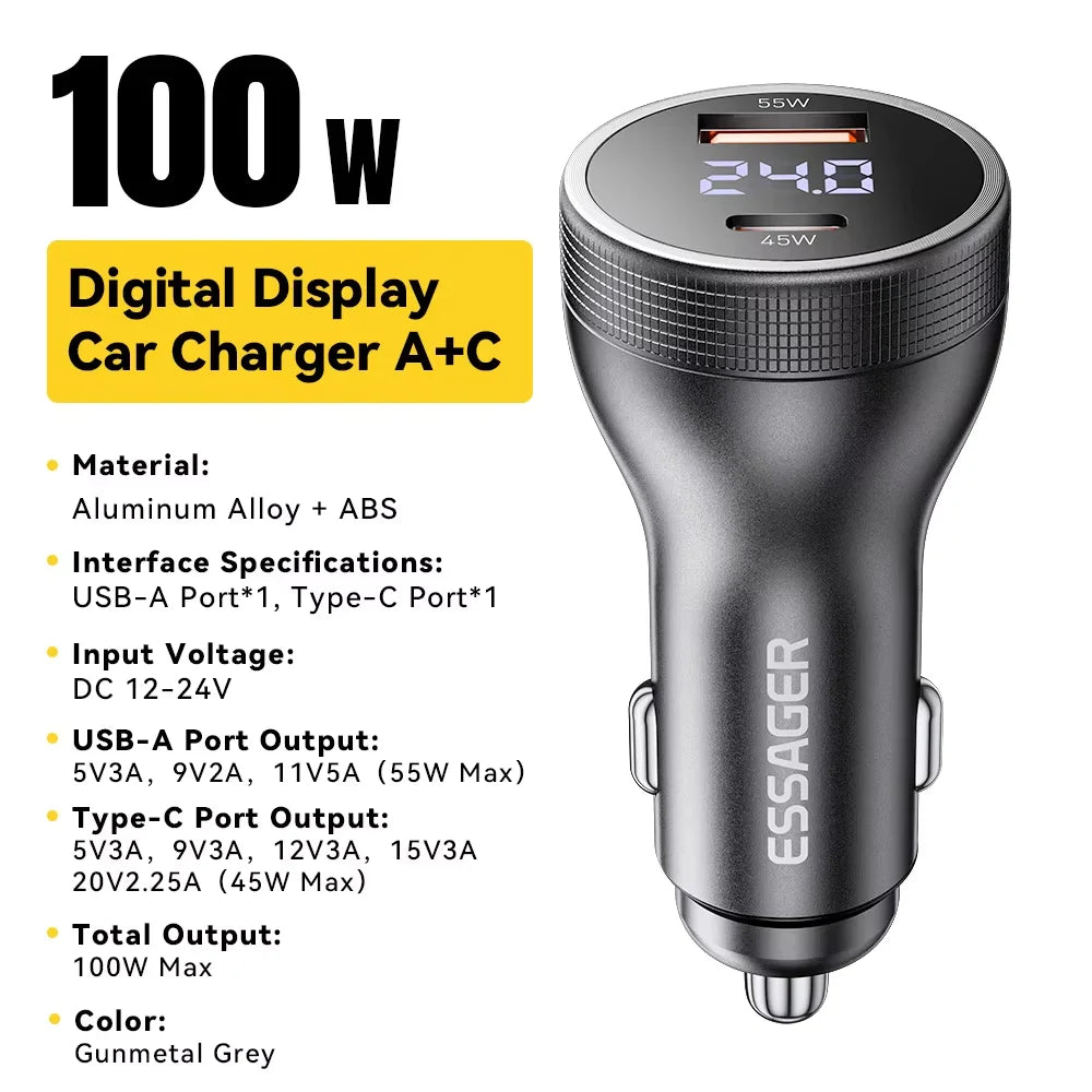 Essager 100W USB-C Car Charger
