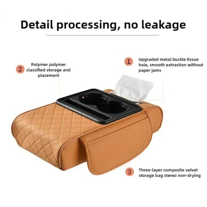 Memory Foam Car Armrest Cushion with Storage