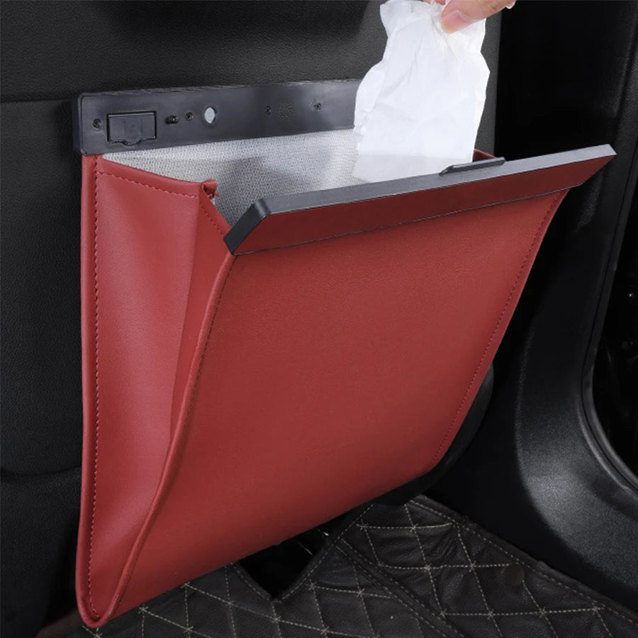 Magnetic PU Leather Car Rubbish Bag