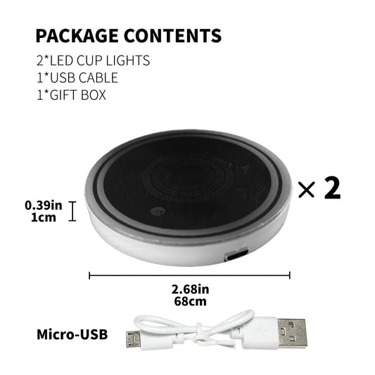 LED Car Cup Holder Lights 2 Pack