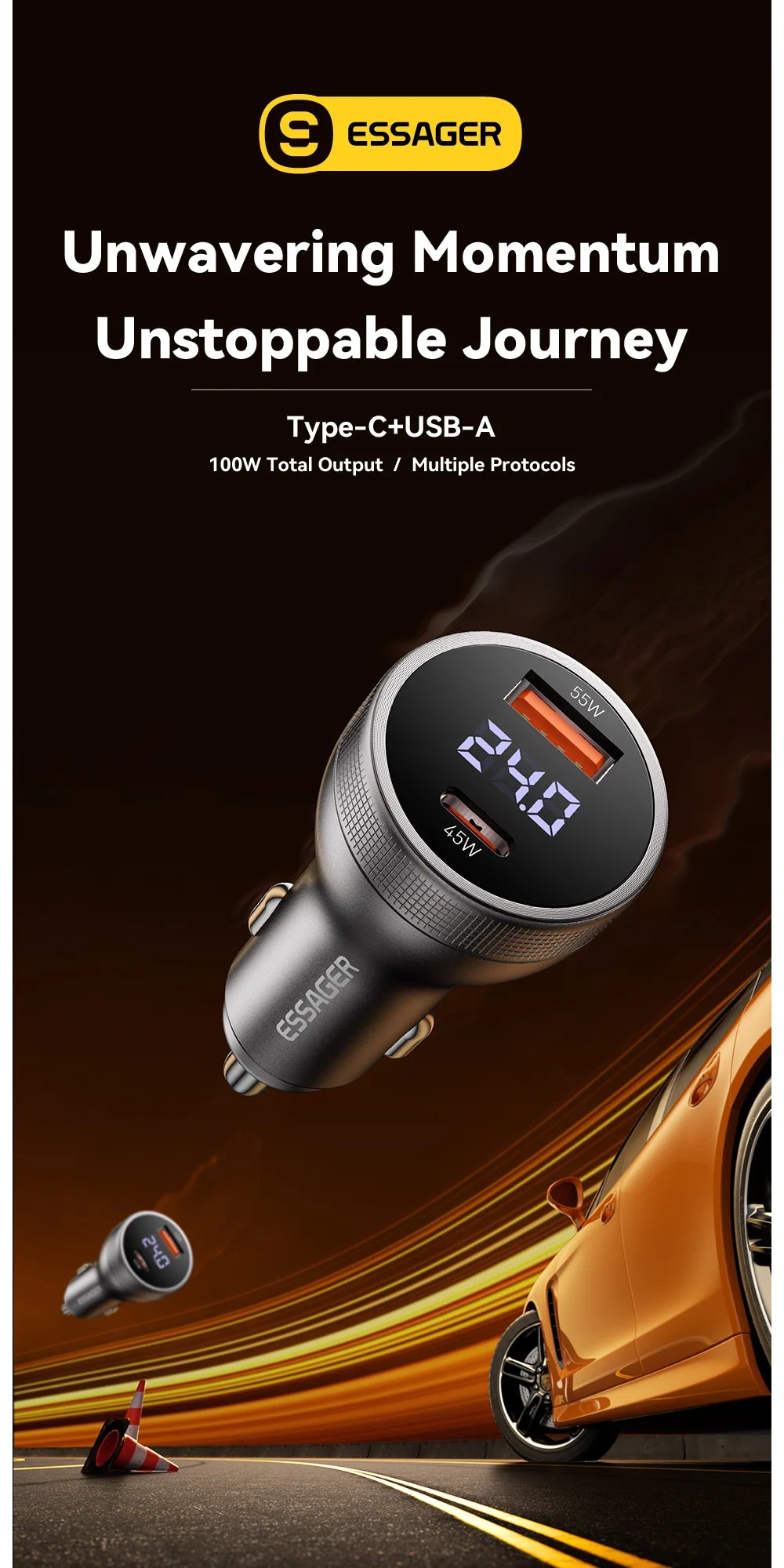 Essager 100W USB-C Car Charger