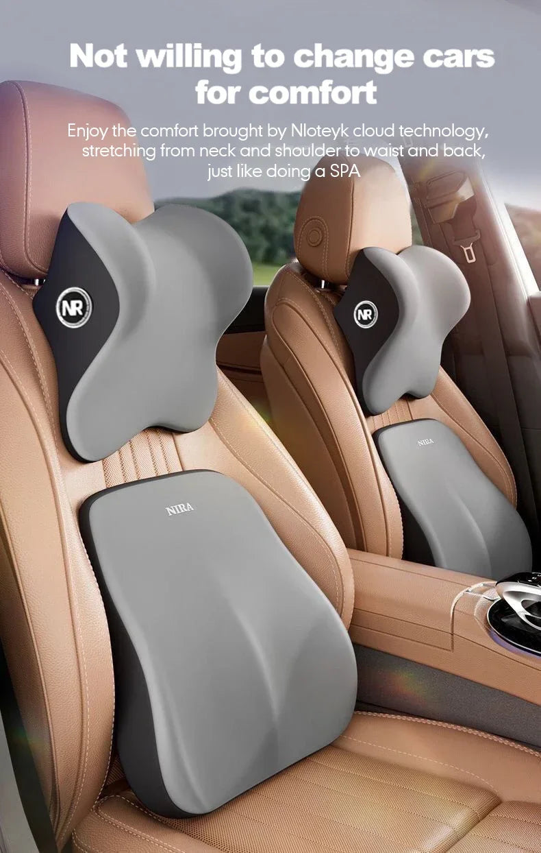Memory Foam Car Neck & Lumbar Cushion Set