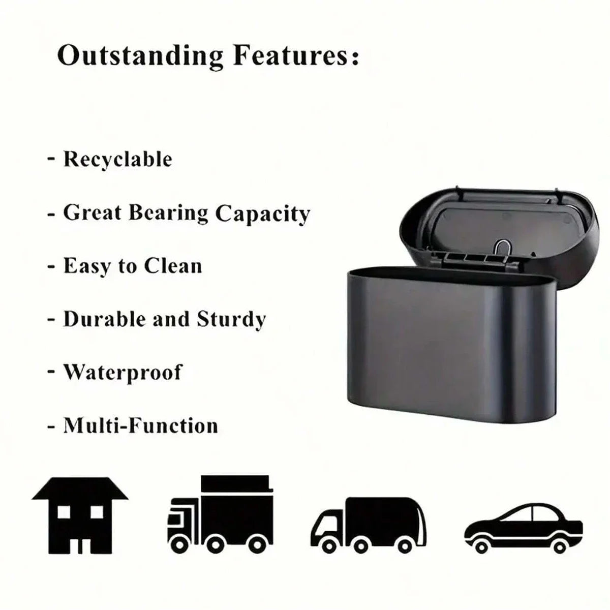 Compact Car Bin with Lid & Liner Bags
