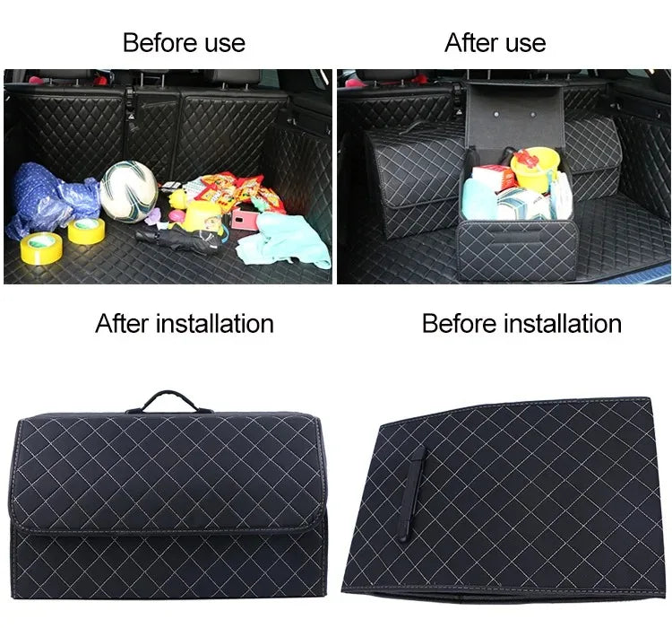 Foldable PU Leather Car Boot Organiser