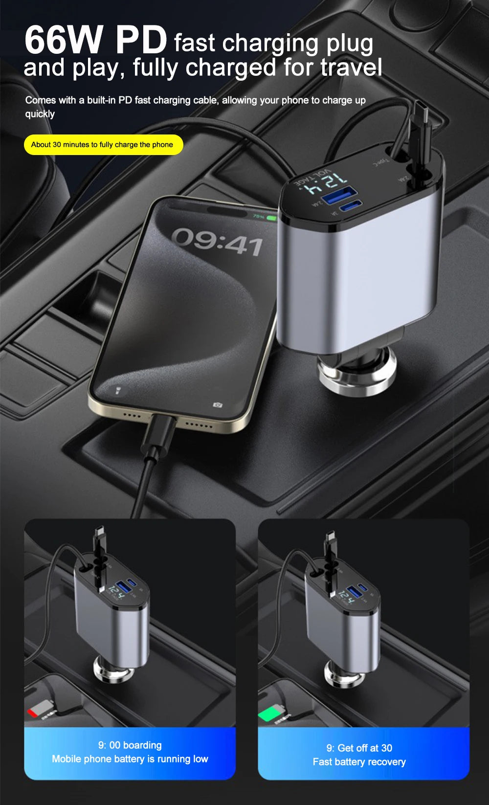 120W 4-in-1 Car Phone Charger