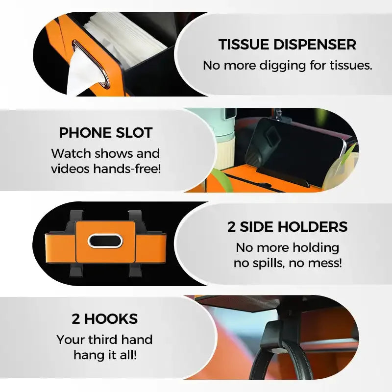 PU Leather Car Seat Back Organiser