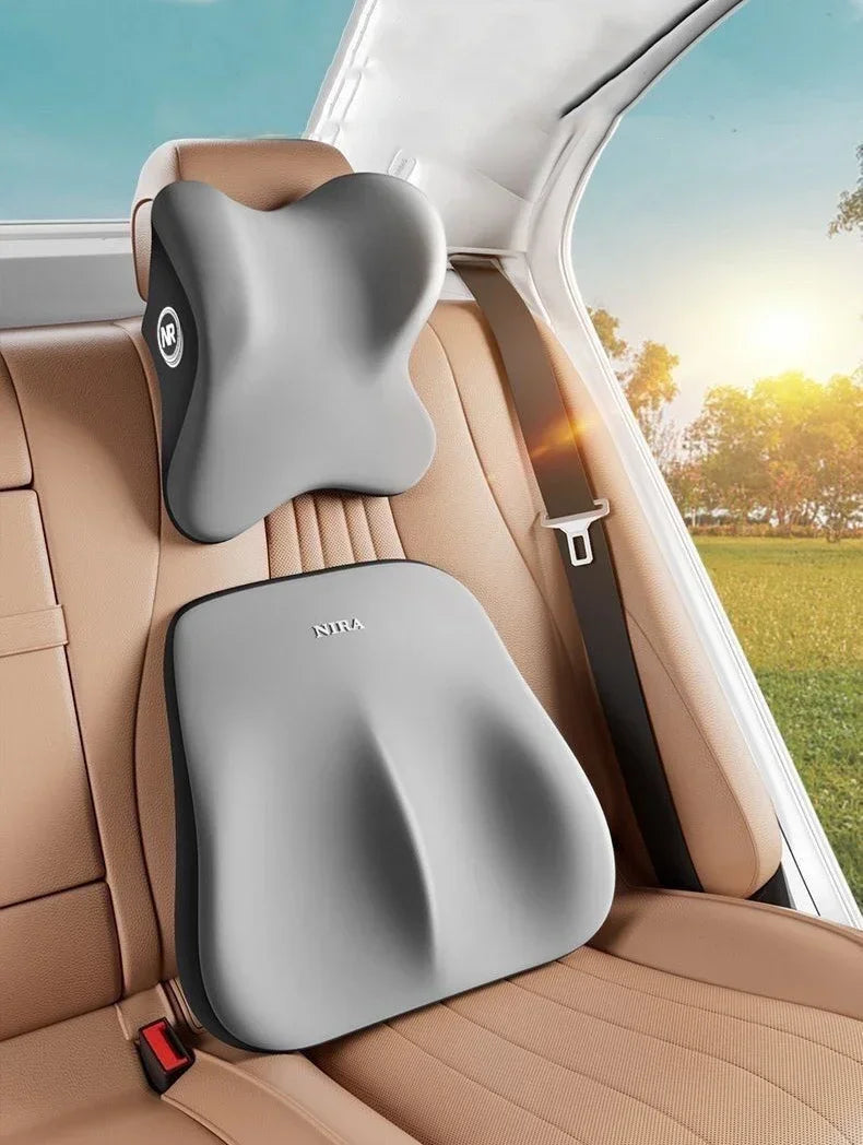 Memory Foam Car Neck & Lumbar Cushion Set