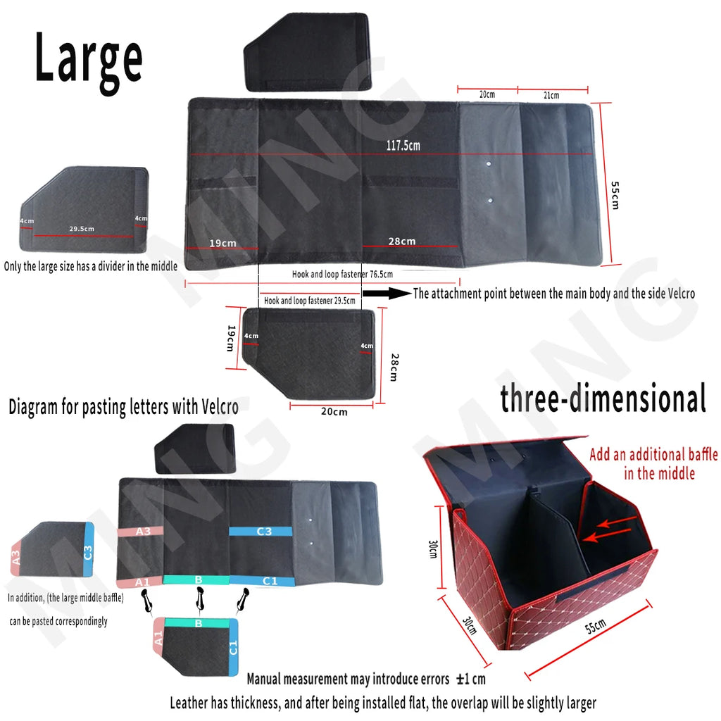 Foldable PU Leather Car Boot Organiser