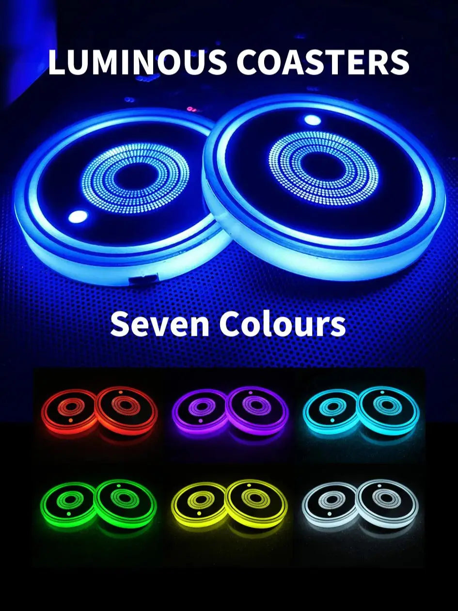 LED Car Cup Holder Lights 2 Pack