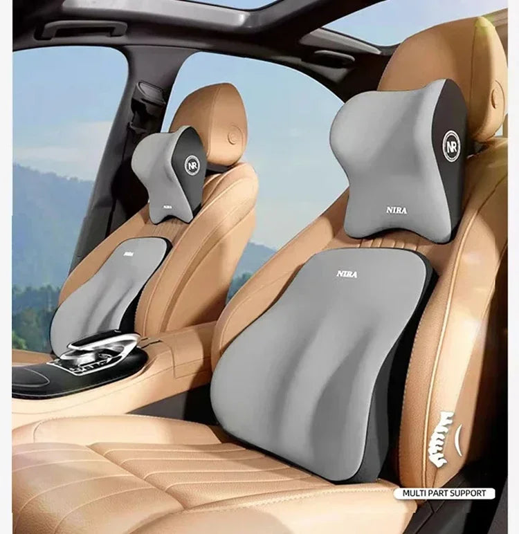 Memory Foam Car Neck & Lumbar Cushion Set