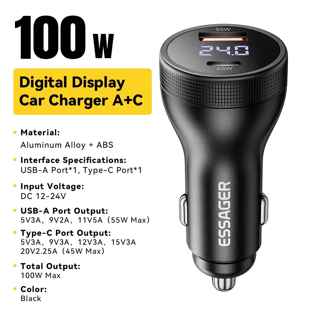 Essager 100W USB-C Car Charger